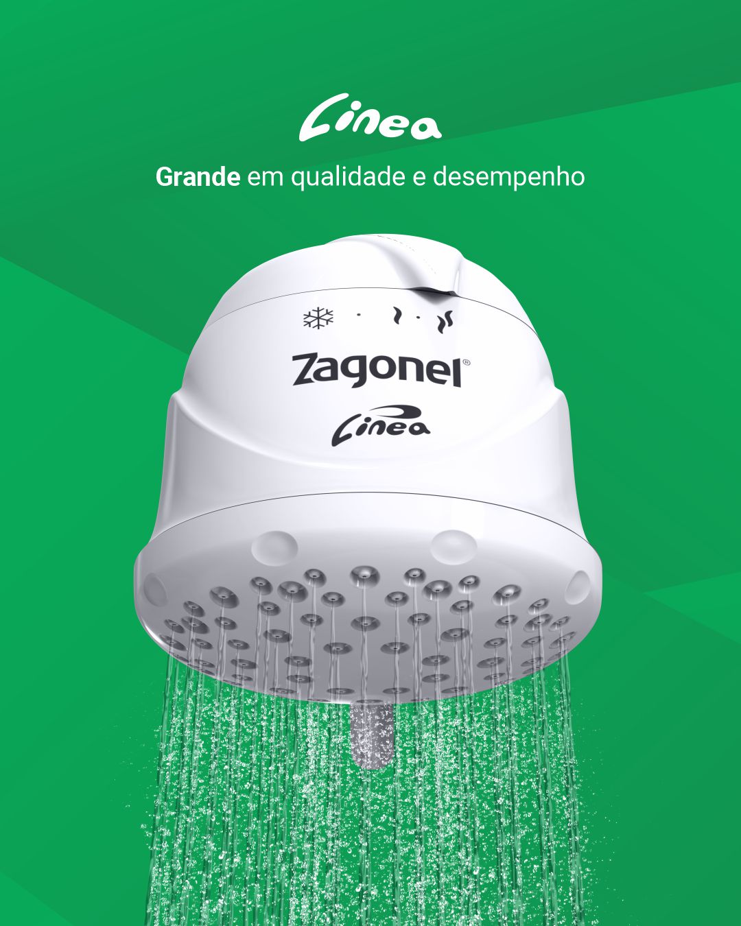 Ducha Linea 3 Temperatura, Zagonel, BLI PR, Branco, 5500 watts